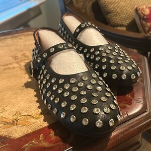 New: Leather and crystal ballet shoes